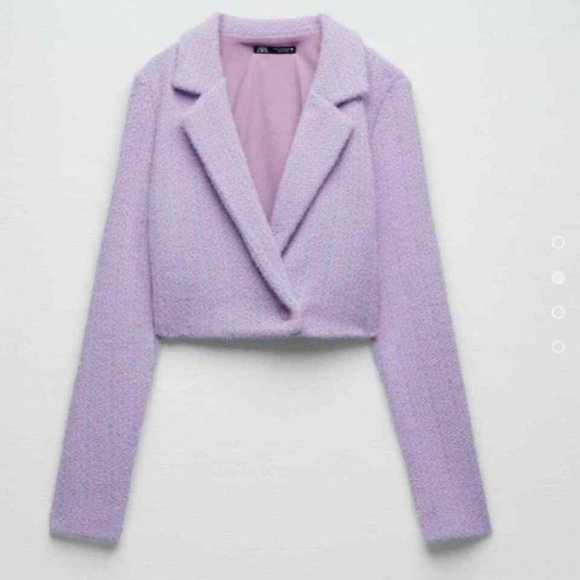Zara Purple Cropped Fuzzy Blazer Sweater (NWT) - Picture 2 of 7